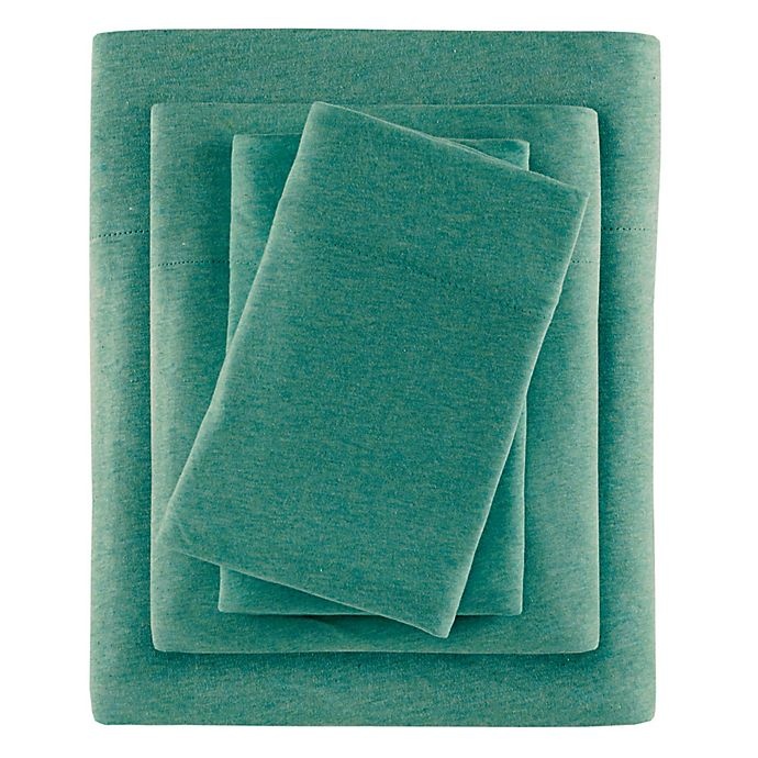 slide 4 of 5, Urban Habitat Heathered Jersey Twin XL Sheet Set - Teal, 1 ct