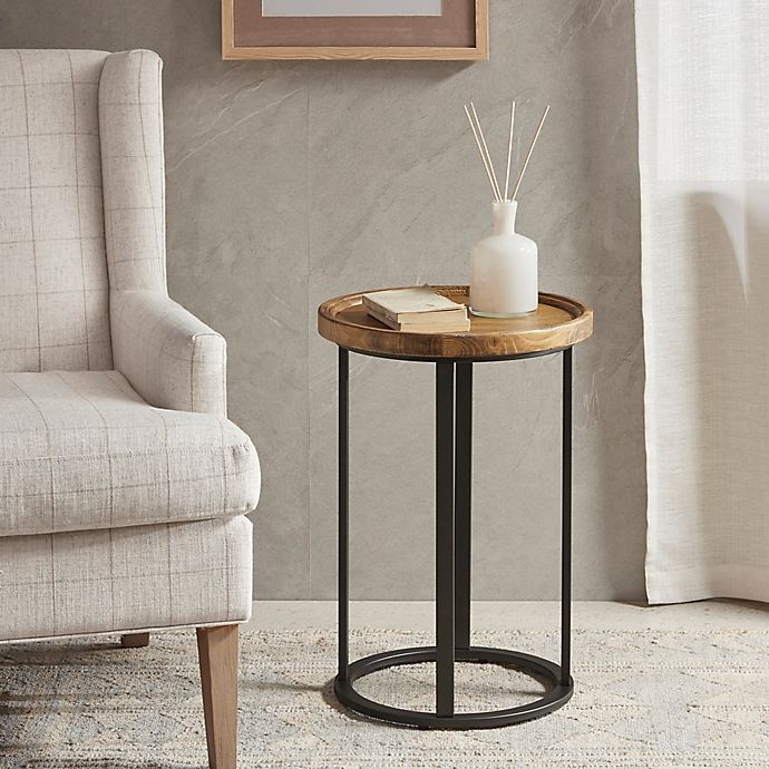 slide 2 of 6, Martha Stewart Irisa Round Accent Table - Reclaimed Oak/Iron, 1 ct