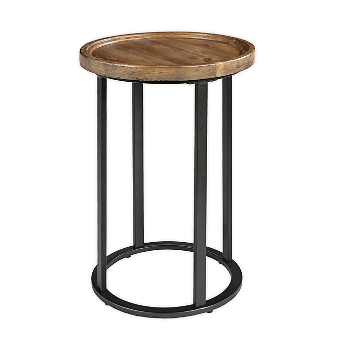 slide 1 of 6, Martha Stewart Irisa Round Accent Table - Reclaimed Oak/Iron, 1 ct