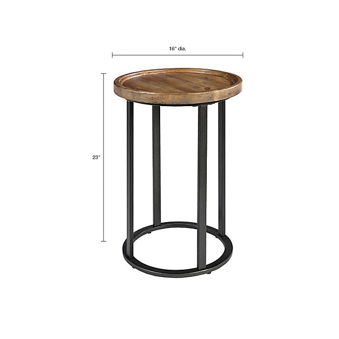 slide 3 of 6, Martha Stewart Irisa Round Accent Table - Reclaimed Oak/Iron, 1 ct