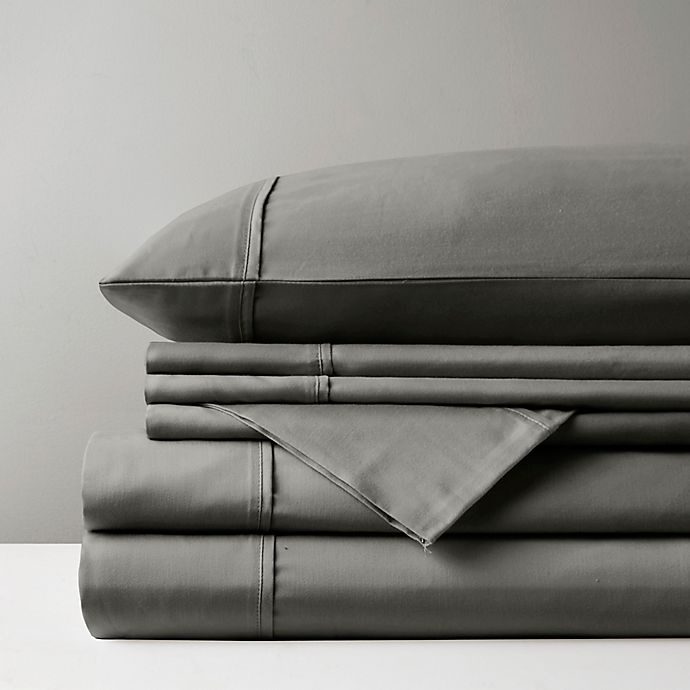 slide 2 of 4, Madison Park 800-Thread-Count Cotton Blend Sateen Queen Sheet Set - Charcoal, 1 ct