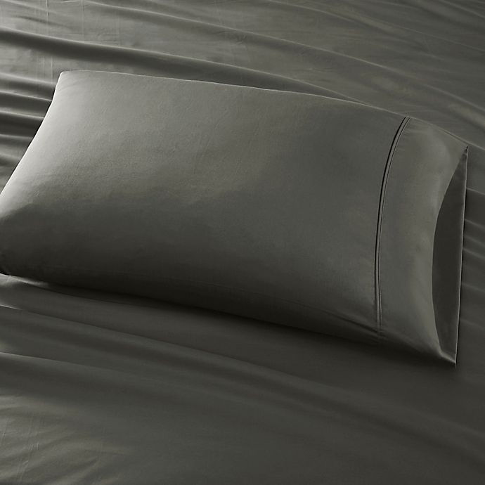 slide 3 of 4, Madison Park 800-Thread-Count Cotton Blend Sateen Queen Sheet Set - Charcoal, 1 ct