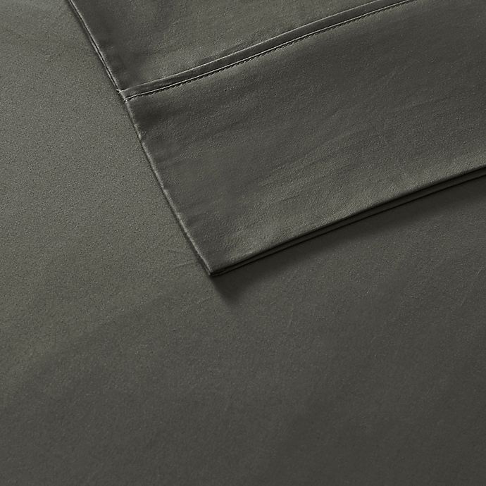 slide 4 of 4, Madison Park 800-Thread-Count Cotton Blend Sateen Queen Sheet Set - Charcoal, 1 ct