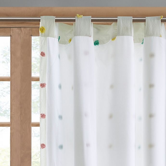 slide 4 of 8, Intelligent Design Callie Pom Pom Rod Pocket/Back Tab Window Curtain Panel, 84 in