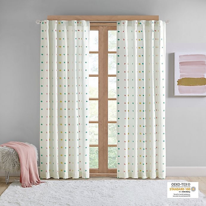 slide 7 of 8, Intelligent Design Callie Pom Pom Rod Pocket/Back Tab Window Curtain Panel, 84 in