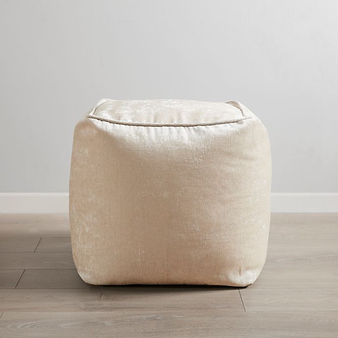 slide 3 of 6, Intelligent Design Aria Chenille Square Pouf - Ivory, 1 ct