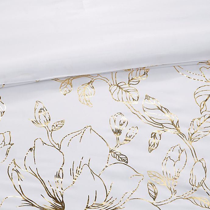 slide 10 of 12, Intelligent Design Magnolia Metallic Printed Floral Full/Queen Duvet Cover Set - Gold, 1 ct