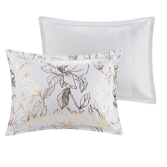 slide 6 of 12, Intelligent Design Magnolia Metallic Printed Floral Full/Queen Duvet Cover Set - Gold, 1 ct