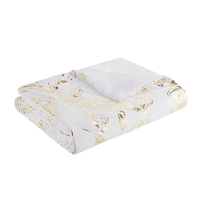 slide 7 of 12, Intelligent Design Magnolia Metallic Printed Floral Full/Queen Duvet Cover Set - Gold, 1 ct