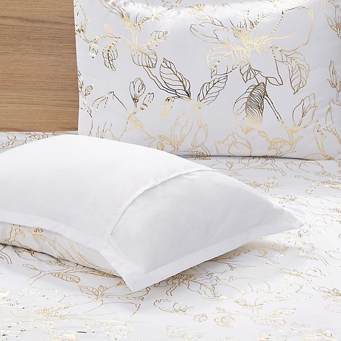 slide 12 of 12, Intelligent Design Magnolia Metallic Printed Floral Full/Queen Duvet Cover Set - Gold, 1 ct