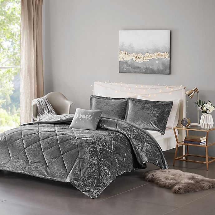 slide 2 of 10, Intelligent Design Felicia Full/Queen Comforter Set - Grey, 4 ct