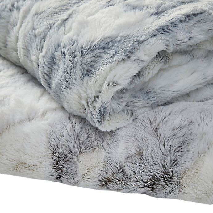 slide 9 of 11, Beautyrest Zuri Oversized Faux Fur Heated Throw - Grey/Blue, 1 ct