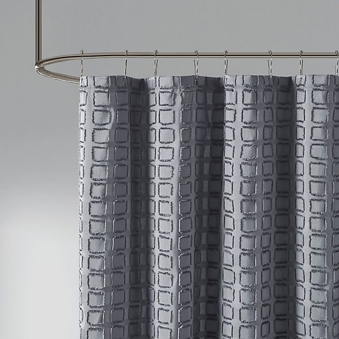 slide 3 of 4, Madison Park Metro Woven Clipped Solid Shower Curtain - Grey, 1 ct