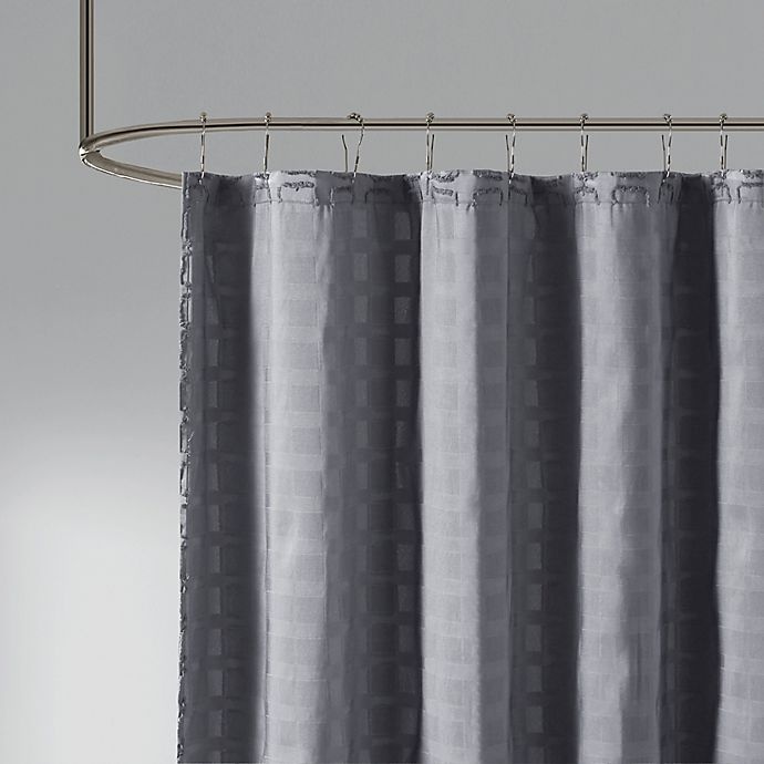 slide 4 of 4, Madison Park Metro Woven Clipped Solid Shower Curtain - Grey, 1 ct