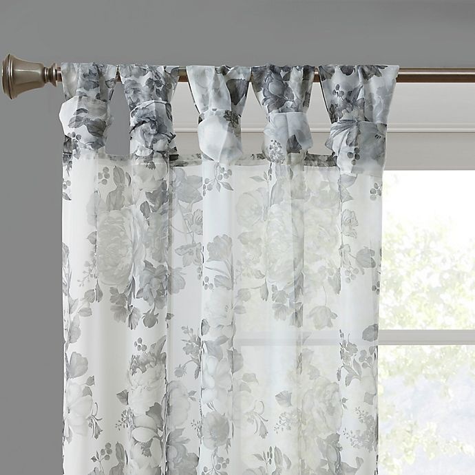 slide 3 of 7, Madison Park Simone Sheer Twisted Tab Top Window Curtain Panel - White, 84 in