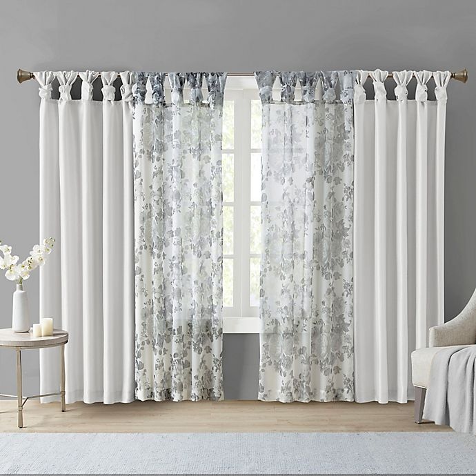slide 7 of 7, Madison Park Simone Sheer Twisted Tab Top Window Curtain Panel - White, 84 in