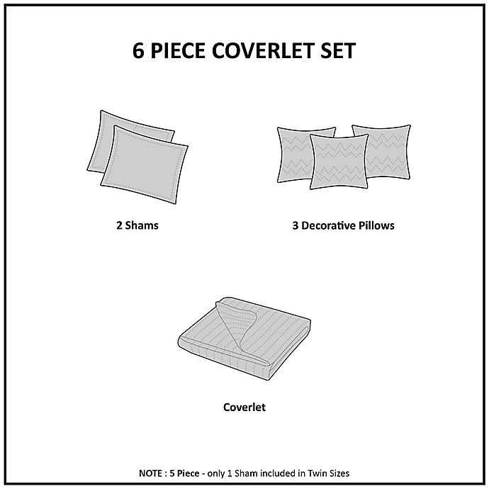 slide 8 of 12, Madison Park Lola Reversible Cotton Printed Full/Queen Coverlet Set - Grey/Blush, 6 ct