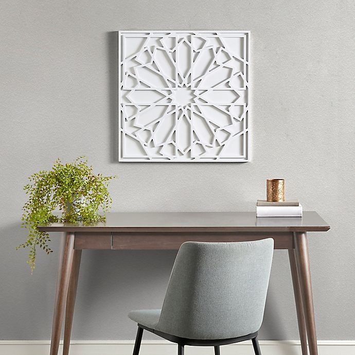 slide 2 of 7, Madison Park Boho Notion Square Carved Wall Panel - White, 23.6 in