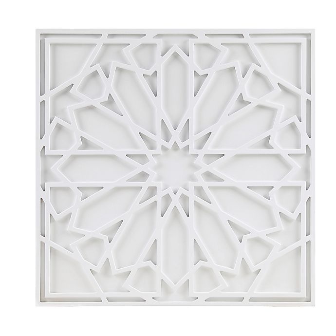 slide 1 of 7, Madison Park Boho Notion Square Carved Wall Panel - White, 23.6 in