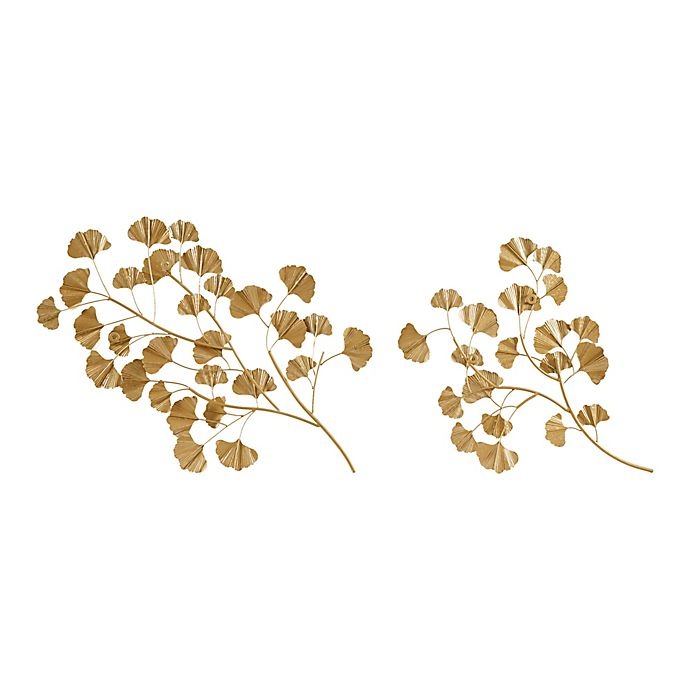 slide 6 of 6, Martha Stewart Clio Gold Foil Ginkgo Leaf Metal Wall Art, 2 ct