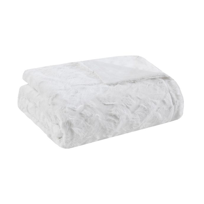 slide 1 of 5, Madison Park Zuri Oversized Faux Fur Throw Blanket - White, 1 ct