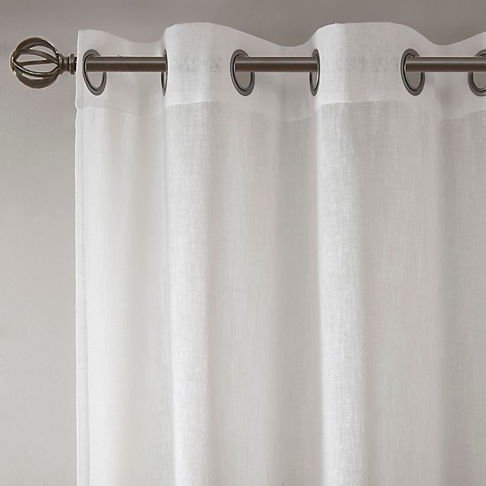 slide 4 of 5, Madison Park Hayden Striped Grommet Sheer Curtain Panel - Neutral (Single), 95 in