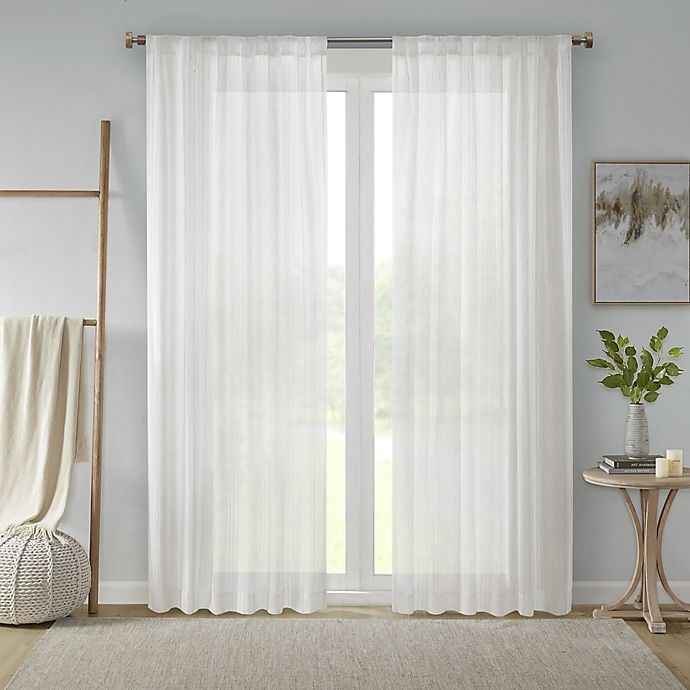 slide 2 of 6, Bee & Willow Home Sheer Multi-Stripe Window Curtain Panel - Linen, 63 in