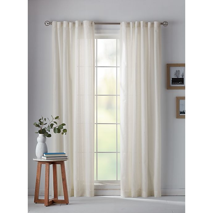 slide 1 of 1, Bee & Willow Home Eyelet Stripe Rod Pocket Window Curtain Panel - Ivory, 108 in