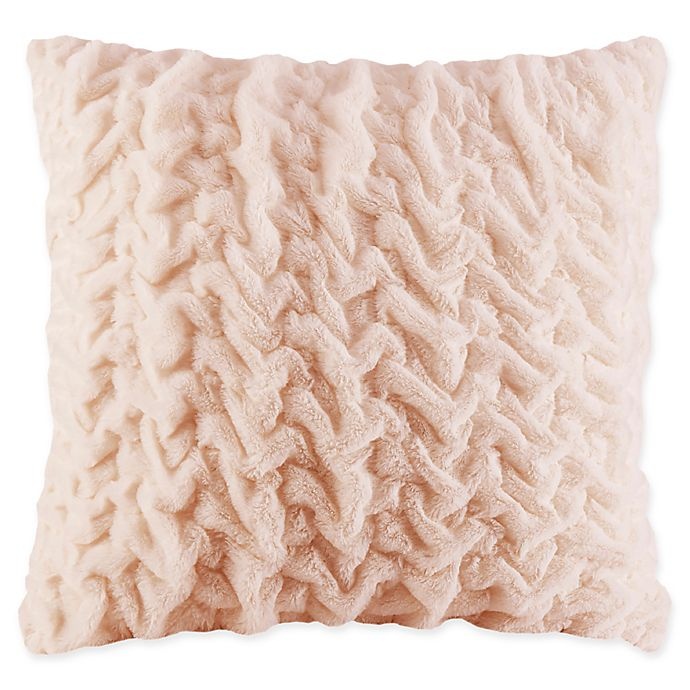 slide 1 of 2, Madison Park Ruched Faux Fur Square Throw Pillow - Blush, 1 ct