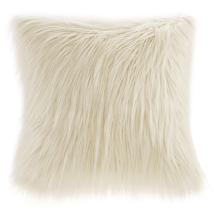 slide 1 of 3, Madison Park Edina Faux Fur Square Throw Pillow - Ivory, 20 in