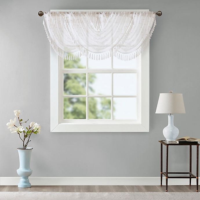 slide 2 of 8, Madison Park Irina Diamond Sheer Waterfall Window Valance - White, 1 ct