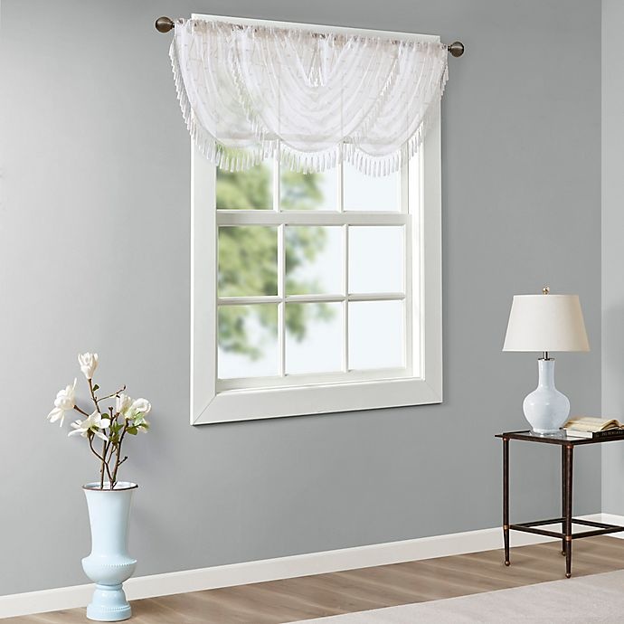 slide 3 of 8, Madison Park Irina Diamond Sheer Waterfall Window Valance - White, 1 ct