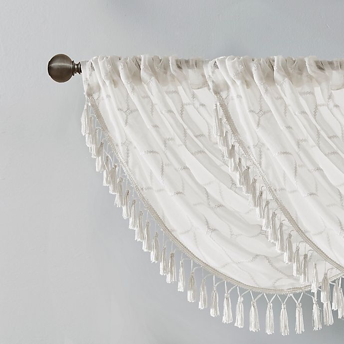 slide 4 of 8, Madison Park Irina Diamond Sheer Waterfall Window Valance - White, 1 ct