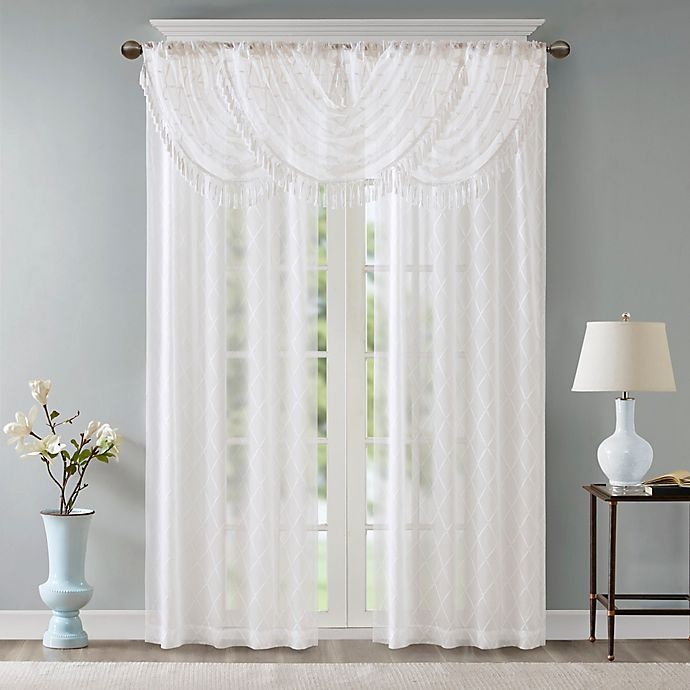 slide 7 of 8, Madison Park Irina Diamond Sheer Waterfall Window Valance - White, 1 ct