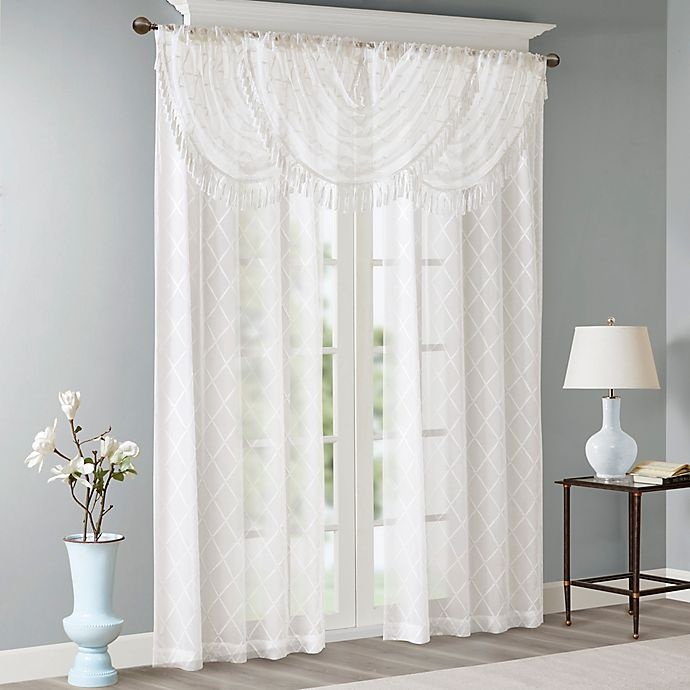 slide 8 of 8, Madison Park Irina Diamond Sheer Waterfall Window Valance - White, 1 ct