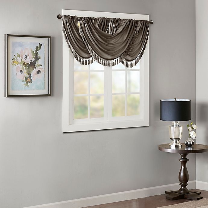 slide 3 of 5, Madison Park Elena Faux Silk Waterfall Window Valance - Pewter, 1 ct
