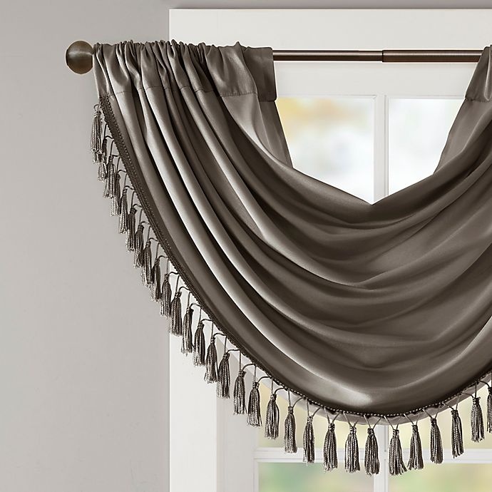 slide 4 of 5, Madison Park Elena Faux Silk Waterfall Window Valance - Pewter, 1 ct