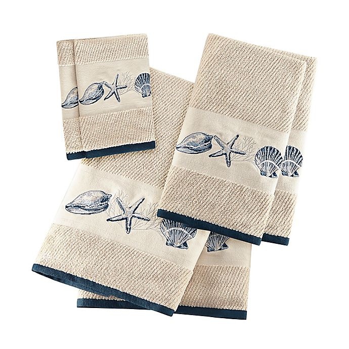 slide 3 of 3, Madison Park Bayside Cotton Jacquard Bath Towels - Blue, 6 ct
