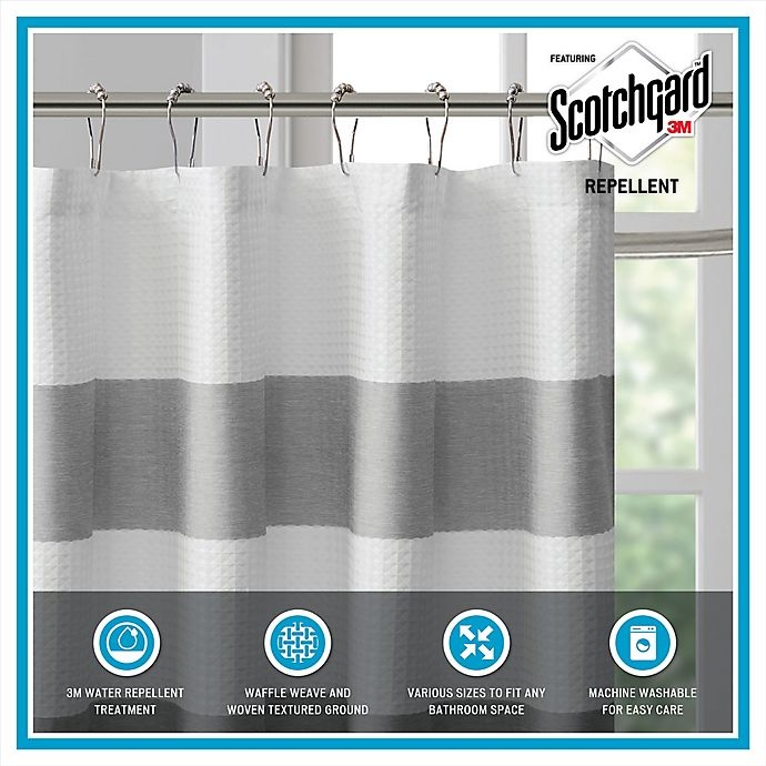 slide 2 of 5, Madison Park Spa Waffle Shower Curtain - Aqua, 54 in x 78 in