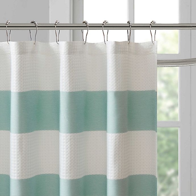 slide 4 of 5, Madison Park Spa Waffle Shower Curtain - Aqua, 54 in x 78 in