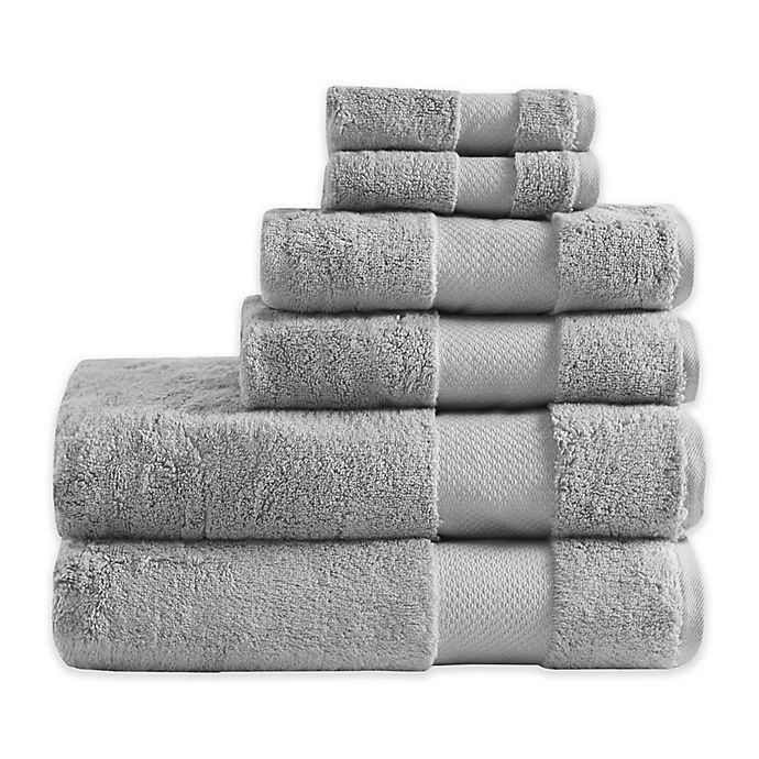slide 1 of 4, Madison Park Signature Turkish Cotton Bath Towels - Silver, 6 ct