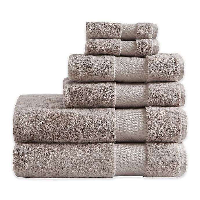 slide 1 of 6, Madison Park Signature Turkish Cotton Bath Towels - Taupe, 6 ct
