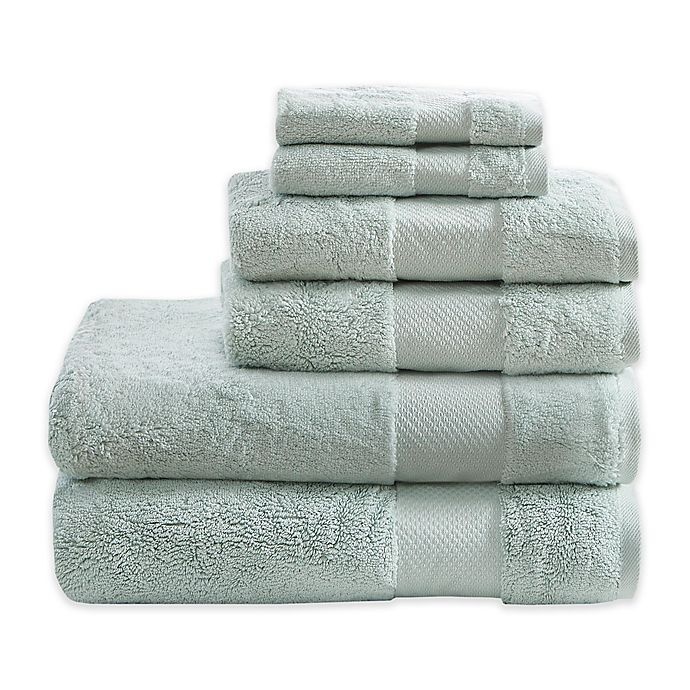 slide 1 of 4, Madison Park Signature Turkish Cotton Bath Towels - Seafoam, 6 ct