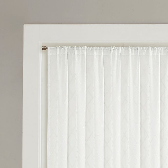 slide 3 of 4, Madison Park Irina Diamond Sheer Rod Pocket Window Curtain Panel - White, 84 in