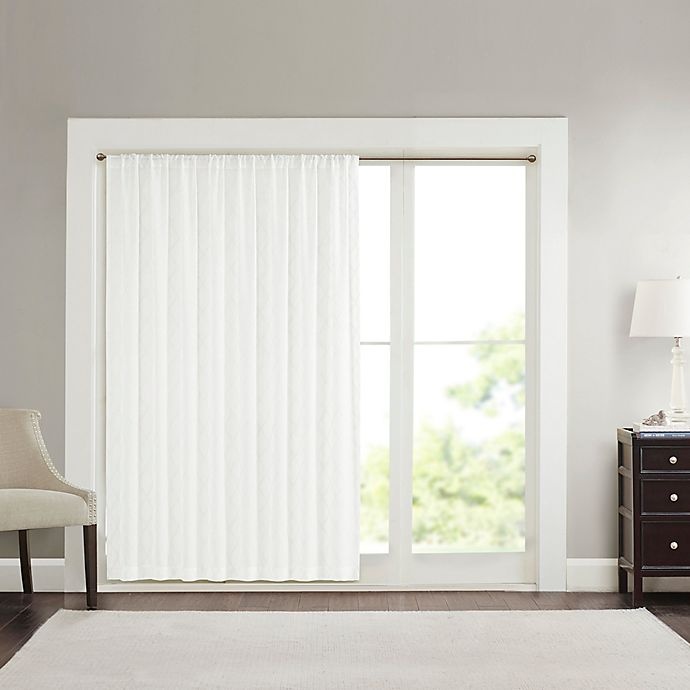 slide 1 of 4, Madison Park Irina Diamond Sheer Rod Pocket Window Curtain Panel - White, 84 in