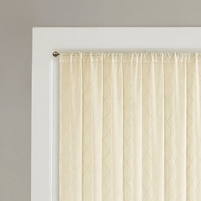 slide 3 of 4, Madison Park Irina Diamond Sheer Rod Pocket Window Curtain Panel - Ivory, 84 in