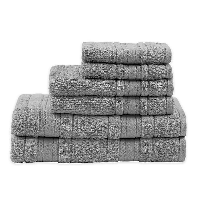 slide 1 of 5, Madison Park Essentials Adrien Bath Towels - Silver, 6 ct