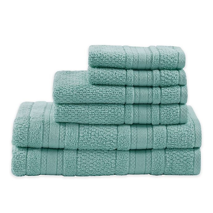 slide 1 of 3, Madison Park Essentials Adrien Bath Towels - Sea, 6 ct
