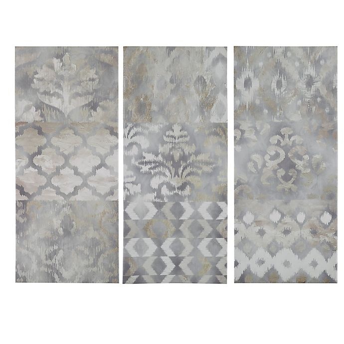 slide 1 of 6, Madison Park Watercolor Ikat 3-Panel Canvas Triptych Wall Art, 35 in x 45 in