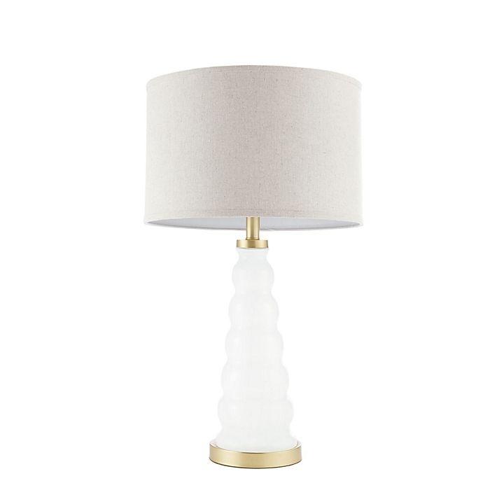 slide 1 of 1, Madison Park Paloma Table Lamp - White/Gold with CFL Bulb and Fabric Shade, 1 ct